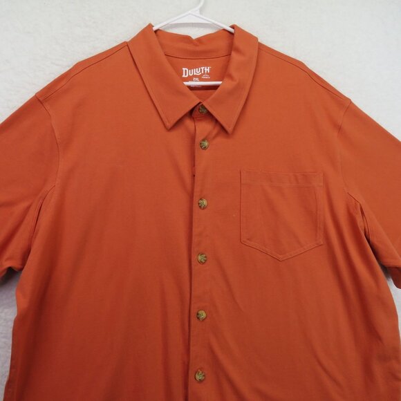 Duluth Trading Shirt Mens Size 2XL Standard Fit Un Longtail Button Front Orange - Picture 2 of 9